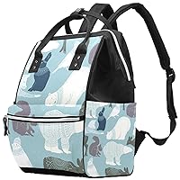 Winter Polar Bear Rabbits Squirrel Animals Diaper Bag Backpack Baby Nappy Changing Bags Multi Function Large Capacity Travel Bag