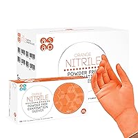 Orange Nitrile Gloves - Powder and Latex Free Disposable Gloves, Exam Gloves, Food Safe Gloves - 4 Mil