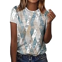 Women's Sexy Long Sleeve Tops for Woman Fashion Casual Retro Textured Printed Round Neck Short T-Shirt Top, S-2XL
