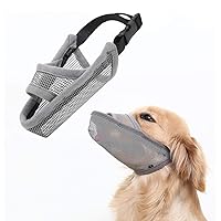 Crazy Felix Nylon Dog Muzzle for Small Medium Large Dogs, Air Mesh Breathable and Drinkable Pet Muzzle for Anti-Biting Anti-Barking Licking (M, Grey)