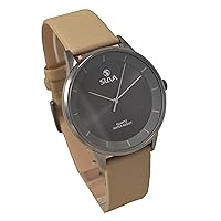 SL10377GunGun Quartz Analog Waterproof Mens Wrist Watch Leather Strap