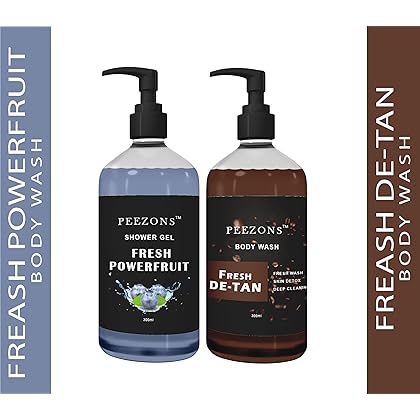 PEEZONS Combo Of Fresh Power Shower Gel Fruit And Fresh De-Tan Body Wash For Soft And Smooth Skin (300 ML) - PZ-26