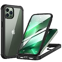 seacosmo iPhone 13 Pro Case 6.1 inch, Full Body Shockproof Cover [with Built-in Screen Protector] Slim Lightweight Heavy Duty Fit Bumper Protective Phone Case for iPhone 13 Pro - Black/Clear