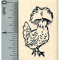 Polish Chicken Rubber Stamp, Crested Hen