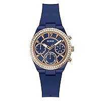 GUESS Women's 36mm Watch - Blue Strap Blue Dial Two Tone Case