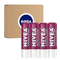 NIVEA Vegan Lip Care Acai Seed Oil and Shea Butter Lip Balm Stick, 0.17 Oz, Pack of 4