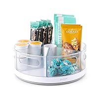 YouCopia Crazy Susan Lazy Susan Organizer, 6 BPA-Free Removable Clear Bins with Handles, Rotating Storage Turntable for Kitchen Cabinet, Pantry and Bathroom Organization,White
