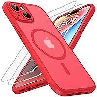 TOCOL 3 in 1 Magnetic for iPhone 14 Case, Upgraded [Full Camera Protection] [Compatible with Magsafe] [14FT Military Grade Protection] Bumper for iPhone 14 6.1 Inch, Red