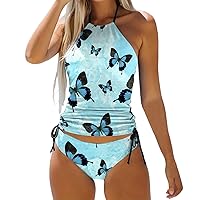 Bathing Suit Shirt and Shorts Normal Swimsuit Backless 2 Piece Printing Adjustable Print Multi Color Padded