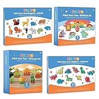 Funto Paint Your Own Bundle, 32 Ready to Paint Figurines, 4 Brushes, 24 Paint Pots, 80 PCS Arts and Crafts Set, Kids Painting Kits