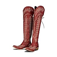 MissHeel Over the Knee Cowboy Boots for Women Adjustable Thigh High Cowgirl Boots
