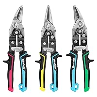 DURATECH 3PCS Aviation Snips Set | 10 Inch Left Straight Right Cut Tin Snips for Cutting Metal Sheet | CR-V Steel Heavy Duty Tin Snips with Visible Cutting Length