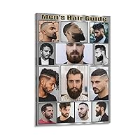 Men's Barber Shop Poster Hair Salon Hair Salon Poster Men's Hair Guide Poster Canvas Painting Wall Art Poster for Bedroom Living Room Decor 20x30inch(50x75cm) Frame-style