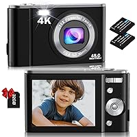 Digital Camera, Nsoela 4K FHD 48MP Kids Camera with 32 GB Card, Compact Point and Shoot Camera, 2.8