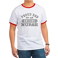 CafePress Proud Dad of an Awesome Nurse T Shirt Men's Ringer Vintage Graphic T-Shirt