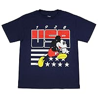 Disney Mickey Mouse Shirt Boys' Race to The Finish 1928 USA Stars and Stripes Logo Youth Tee