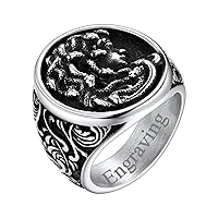 FaithHeart Punk Snake Rings for Men Women, Stainless Steel/18K Gold Plated Gothic Midi Ring Size 7-14, Sent with Gift Box