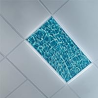 Fluorescent Light Covers for Ceiling Light Diffuser Panels-Ocean Pattern-Light Filters Ceiling LED Ceiling Light Covers-Office & Classroom Decorations,Dark Turquoise Baby Blue