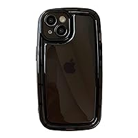 Caseative Oval Shape Clear Camera Lens Protection Soft Compatible with iPhone Case (Black,iPhone 14 Pro Max)