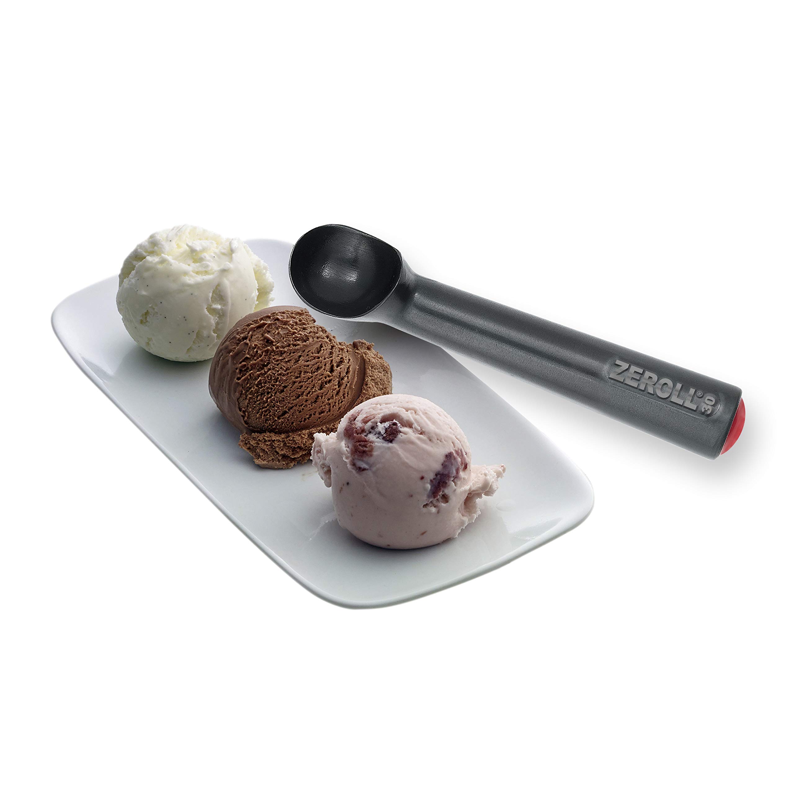 Zeroll Zerolon Hardcoat Anodized Commercial Ice Cream Scoop with Unique Liquid Filled Heat Conductive Handle Easy Release Made in USA, 1-Ounce, Black