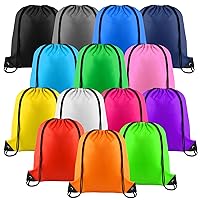 14 Pieces Drawstring Backpack Bulk 14 Colors String Backpack Bulk Nylon Draw String Sport Bag Drawstring Backpack Bags for Party Gym Sport Trip Beach Swimming