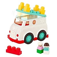 Battat – Rescue Truck – 8Pc Construction Set – 2 Figures & 5 Blocks – Build-On Vehicle – 12 Months + – Locbloc® Ambulance