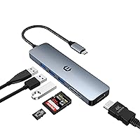 USB C Hub, 6 in 1 USB C to USB Adapter with 4K HDMI, 3 x USB 3.0, SD/TF Card Slot, Perfectly Compatible with New Mac Pro/Mac Air and More