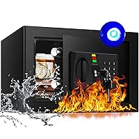 0.5 Cub Money Safe Box for Home Fireproof Waterproof, Security Safe and Lock Box with Sensor Light for Jewelry Cash Documents Handgun