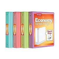 Cardinal 3 Ring Binders, 1.5 Inch, Round Rings, Holds 350 Sheets, ClearVue Presentation View, Non-Stick, Assorted Tropical Colors, 4 Pack (79558)
