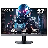 KOORUI 27” Gaming Monitor 170Hz, QHD (2560 x 1440p), 1ms, Fast IPS, HDR, DCI-P3 90% Color Gamut, Adaptive-Sync Compatible, HDMI x 2, DisplayPort, Black (GN07)