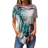 Sexy Tops for Women 2024 Short Sleeve Crewneck Summer Spring Clothes Oversized Loose Fit Dressy Casual Basic Tops