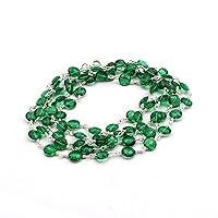 Designer Emerald Hydro Silver Plated Coin Shape Semi-Precious Stone Gemstone Brass Wire Wrapped Beaded Chains Necklace