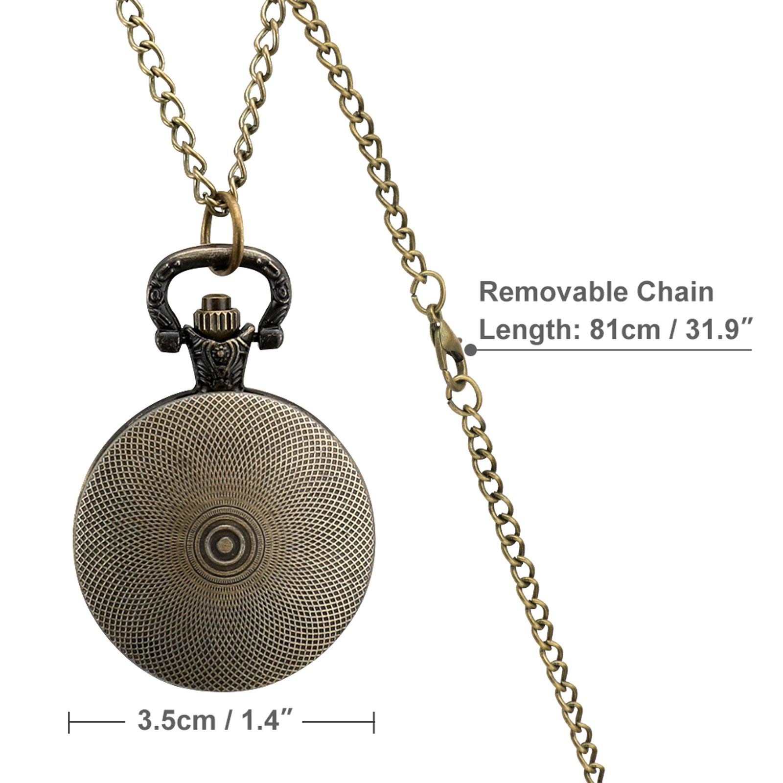 Maori Style Ethhnic Ornaments Personalized Pocket Watch Vintage Numerals Scale Quartz Watches Pendant Necklace with Chain