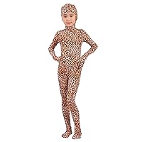 6-12 Years Old Child Kids Costume Leopard Cheetah Snake Print Bodysuit Open Face Full Body Zentai Jumpsuit