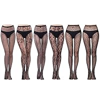6 Pairs Lace Patterned Tights Fishnet Floral Stockings Small Hole Pattern Leggings Tights Net Pantyhose
