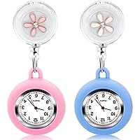 2 Pcs Retractable Nurse Watch for Nurses Student Gifts Clip Watch Nurse Badge Accessories