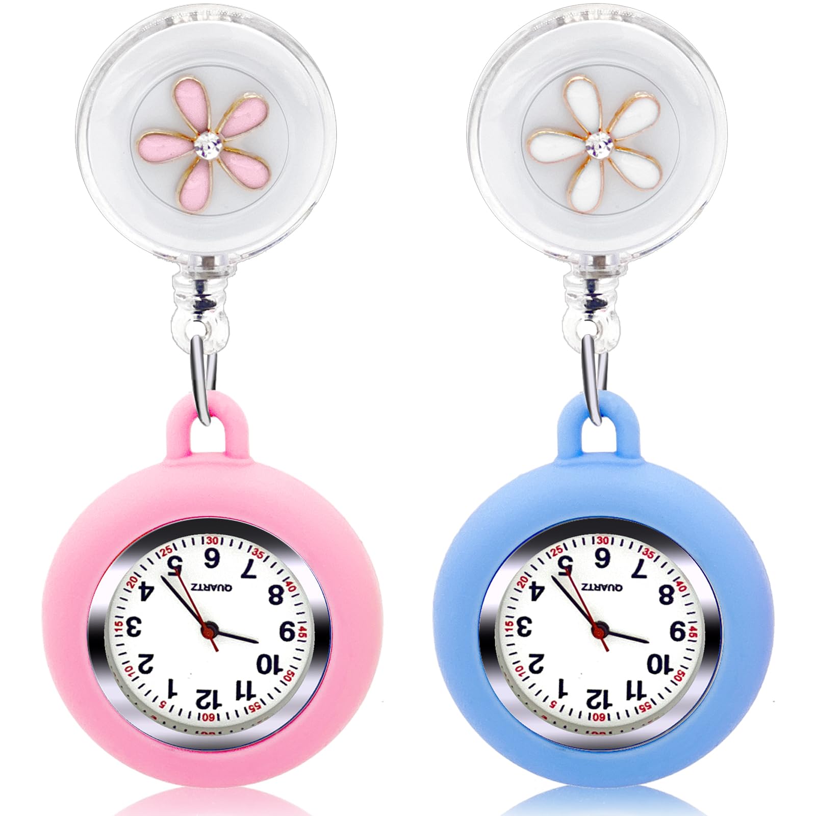 Lragvtbk 2 Pcs Retractable Nurse Watch for Nurses Student Gifts Clip Watch Nurse Badge Accessories