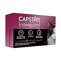 CAPSTAR (nitenpyram) Oral Flea Treatment for Cats, Fast Acting Tablets Start Killing Fleas in 30 Minutes, Cats 2-25 lbs, 12 Doses