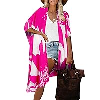 Moss Rose Women's Beach Cover up Swimsuit Kimono with Bohemian Floral Print, Loose Casual Resort Wear