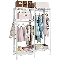Ulif F1 Garment Rack for Kids, Baby, Students, and Children's Room, 4 Tiers Freestanding and Portable Heavy Duty Closets, Small Metal Clothes Rack with 2 Hanging Rod, 31.2