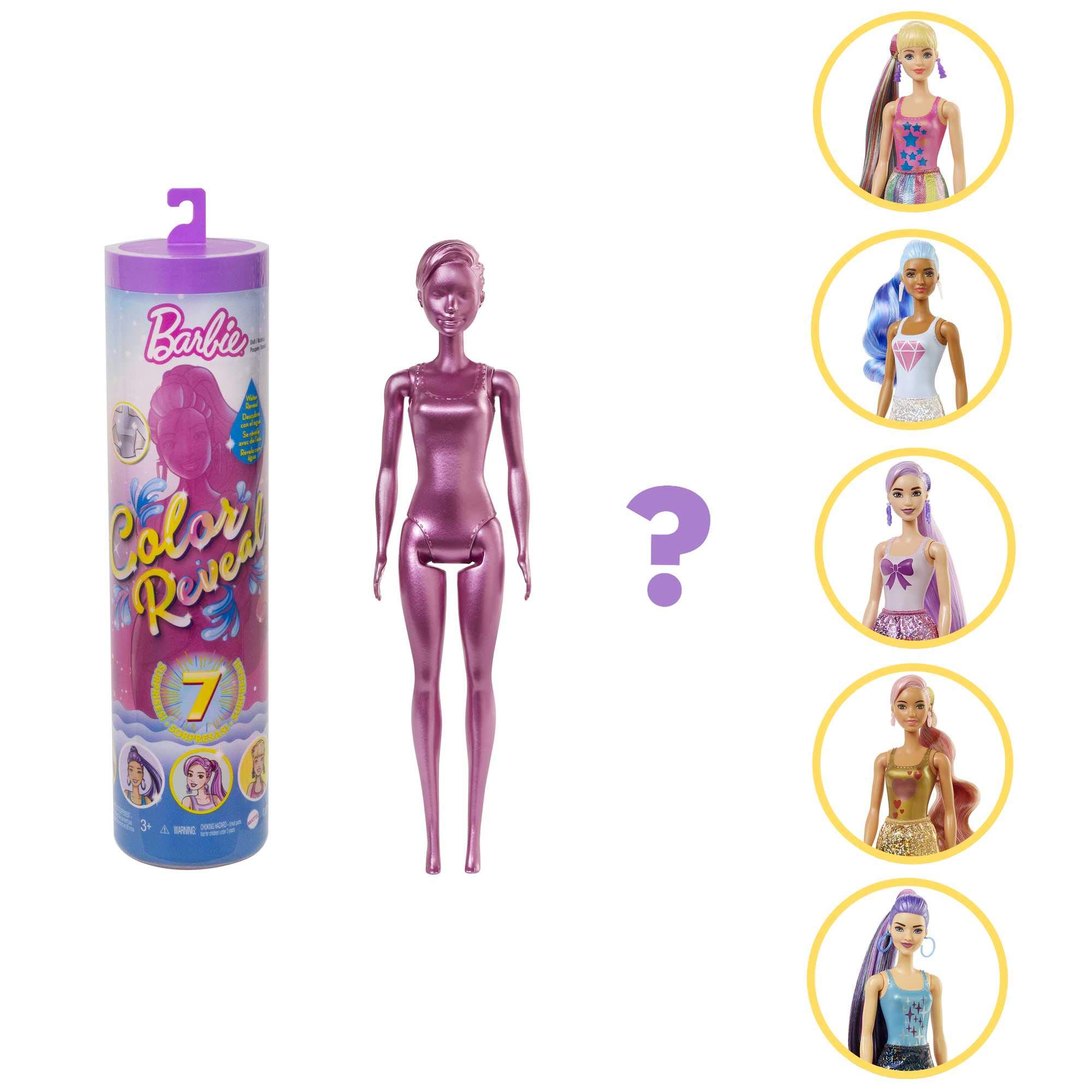 Barbie Color Reveal Doll & Accessories, Shimmer Series, 7 Surprises, 1 Barbie Doll (Styles May Vary)