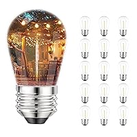 Svater S14 LED Bulbs for Outdoor String Light, E26 Base Shatterproof Replacement Bulbs, 1W Bulb Equal to 11W Incandescent, Dimmable, Waterproof, 2700K Warm White, 15 Pack