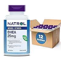 Natrol Mood & Stress DHEA 25mg with Calcium, Dietary Supplement for Balance of Certain Hormone Level and Mood Support, 300 Tablets, 300 Day Supply