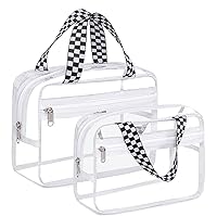 Clear Makeup Travel Bag Toiletry Tote Bags 2 Pcs Large Transparent Cosmetic Make Up Organizer Zipper Pouch Purse