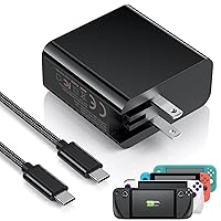 Fast Charger for Steam Deck OLED/Nintendo Switch/Playstation Portal/ROG Ally,MENEEA 65W/45W PD Foldable Power Adapter with 6.6FT USB-C Charging Cable Cord,Accessories for Steam Deck TV Dock Console