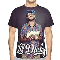 Lil Rapper Dicky Singer T Shirt Man's Classic Sports Tee Round Neck Short Sleeve Tshirt Black