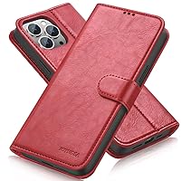 iPhone 13 Pro Wallet Case, Luxury Leather Phone Case with Card Holder, iPhone 13Pro Phone Case with Magnetic, Stand, Shockproof Cover for iPhone 13 Pro 6.1 inch, Red