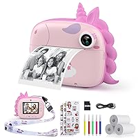 Kids Camera Instant Print, Selfie Digital Camera for Kids with Print Paper & 32G Card, 2.5K Video & Instant Print Camera with Color Pens for DIY, Fun Gift for Girls Boys 3-12 Years Old (Pink)