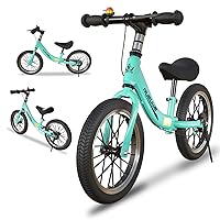 14/16 Inch Balance Bike for 3 4 5 6 7 8 Year Old Boys and Girls, No Pedal Training Bicycle with Brakes and Kickstand, Adjustable Seat Height, Air Tires, Gift for Outdoor Sports