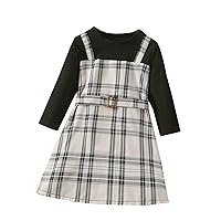 Dresses for Girl Infant Baby Girls Patchwork Long Sleeve Plaid Princess Dress Clothes Outfits Christmas Baby